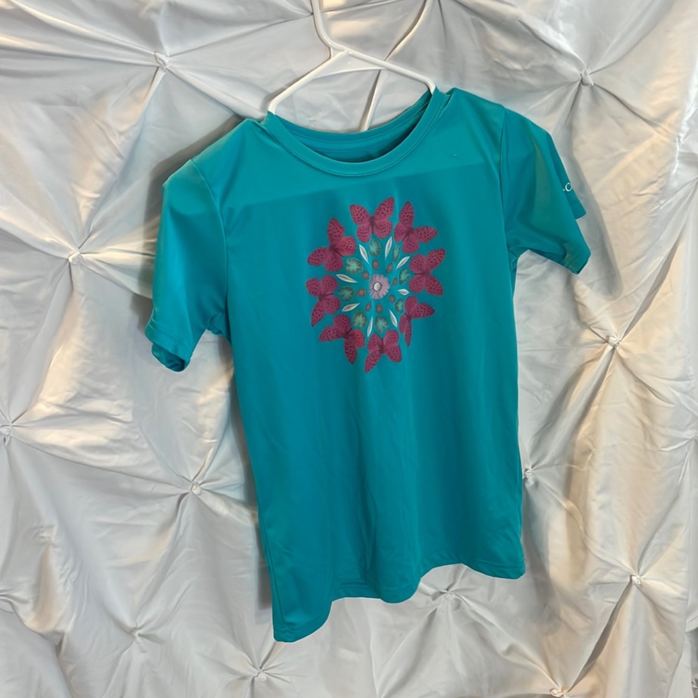 A large (Girl) shirt blue with design